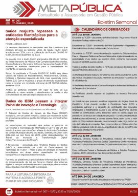 Imagem da notícia BOLETIM SEMANAL Nº 007